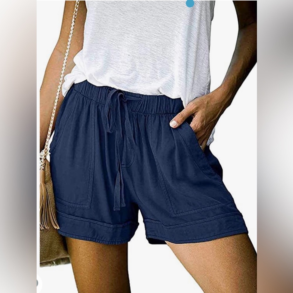 Womens Drawstring Shorts Summer Elastic Waist Casual Lightweight with Pockets